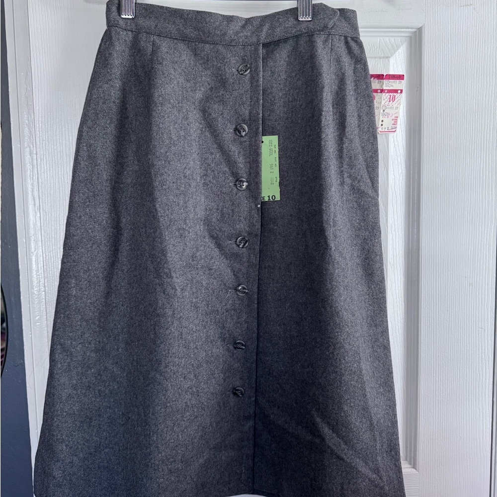 Vintage 100% wool Gray Button-Down Skirt